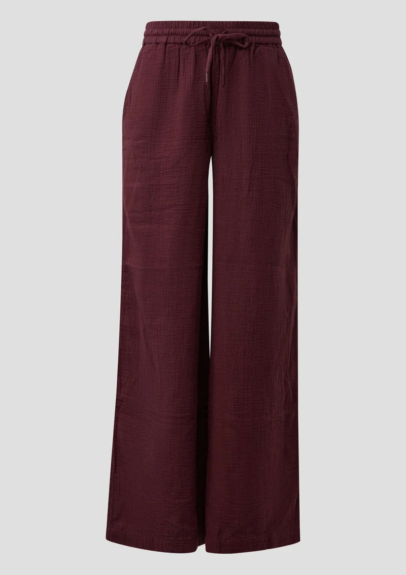 QS - Musselin Hose mit weitem Bein und Elastikbund - Farbe: Bordeaux