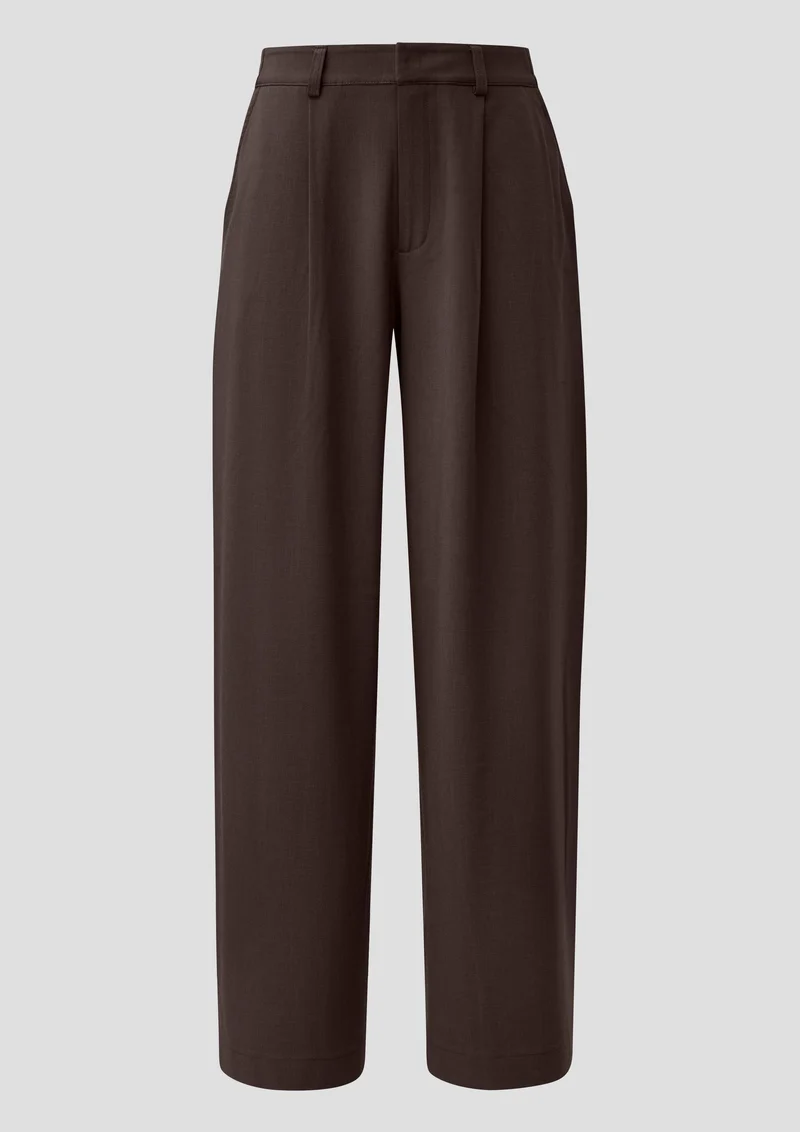 QS - Bundfaltenhose | - Farbe: Dunkelbraun