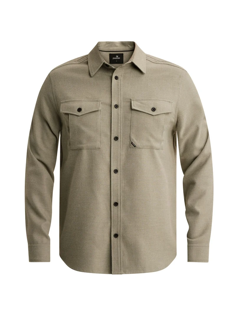 Long sleeve shirt Brushed Melange, Forest Fog