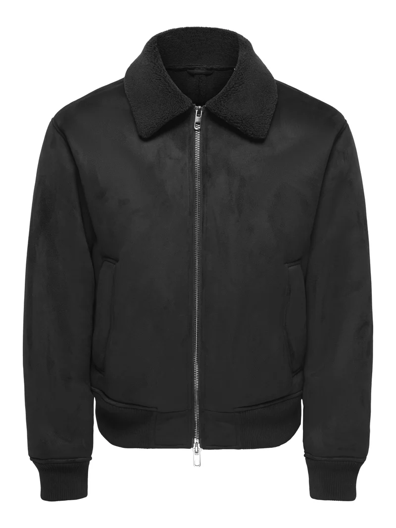 ONSSPENCER SHEARLING JACKET OTW, Black