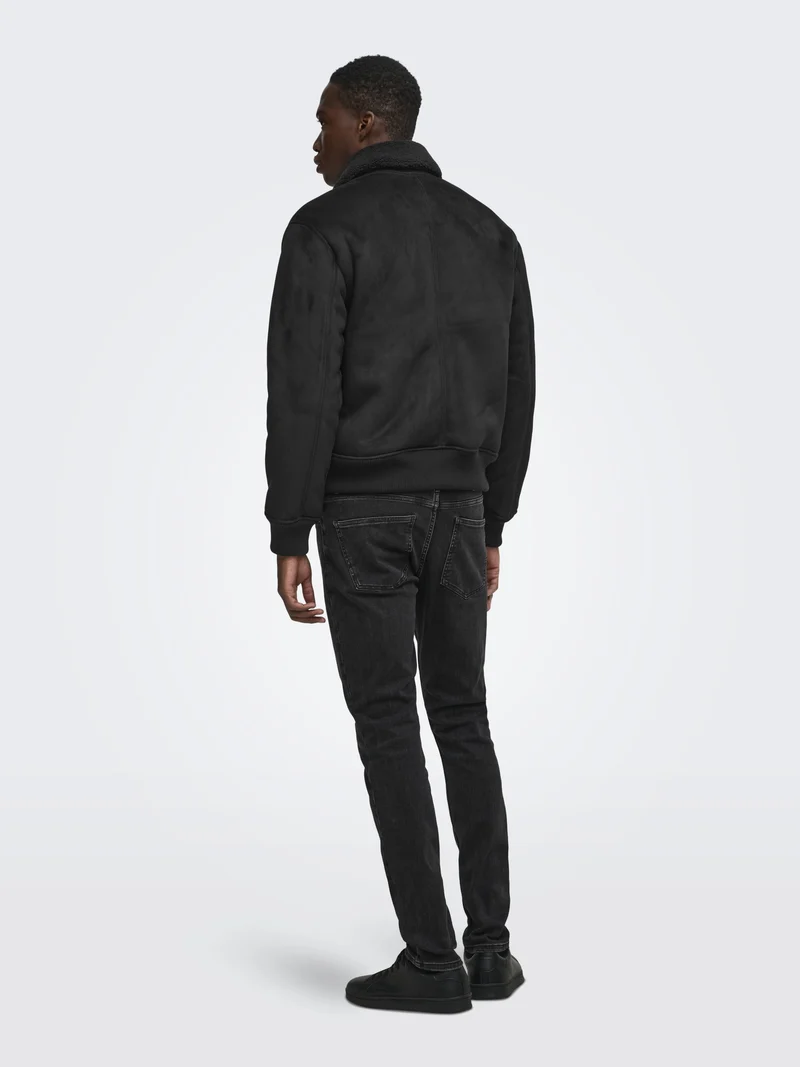 ONSSPENCER SHEARLING JACKET OTW, Black