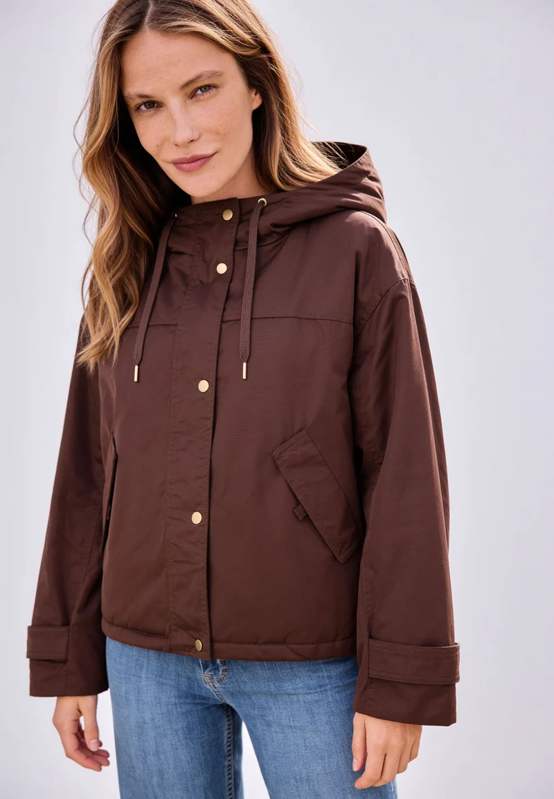 Padded Jacket w Hood, espresso brown