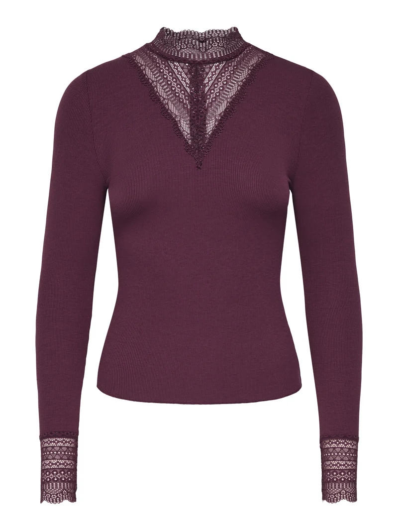 ONLTILDE L/S HIGH NECK LACE TOP JRS, Fig