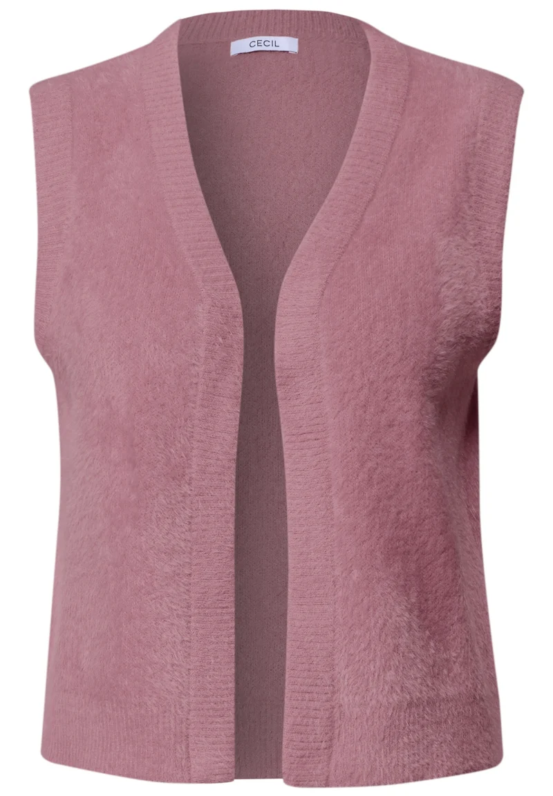 TOS open feather yarn vest, velvet rose