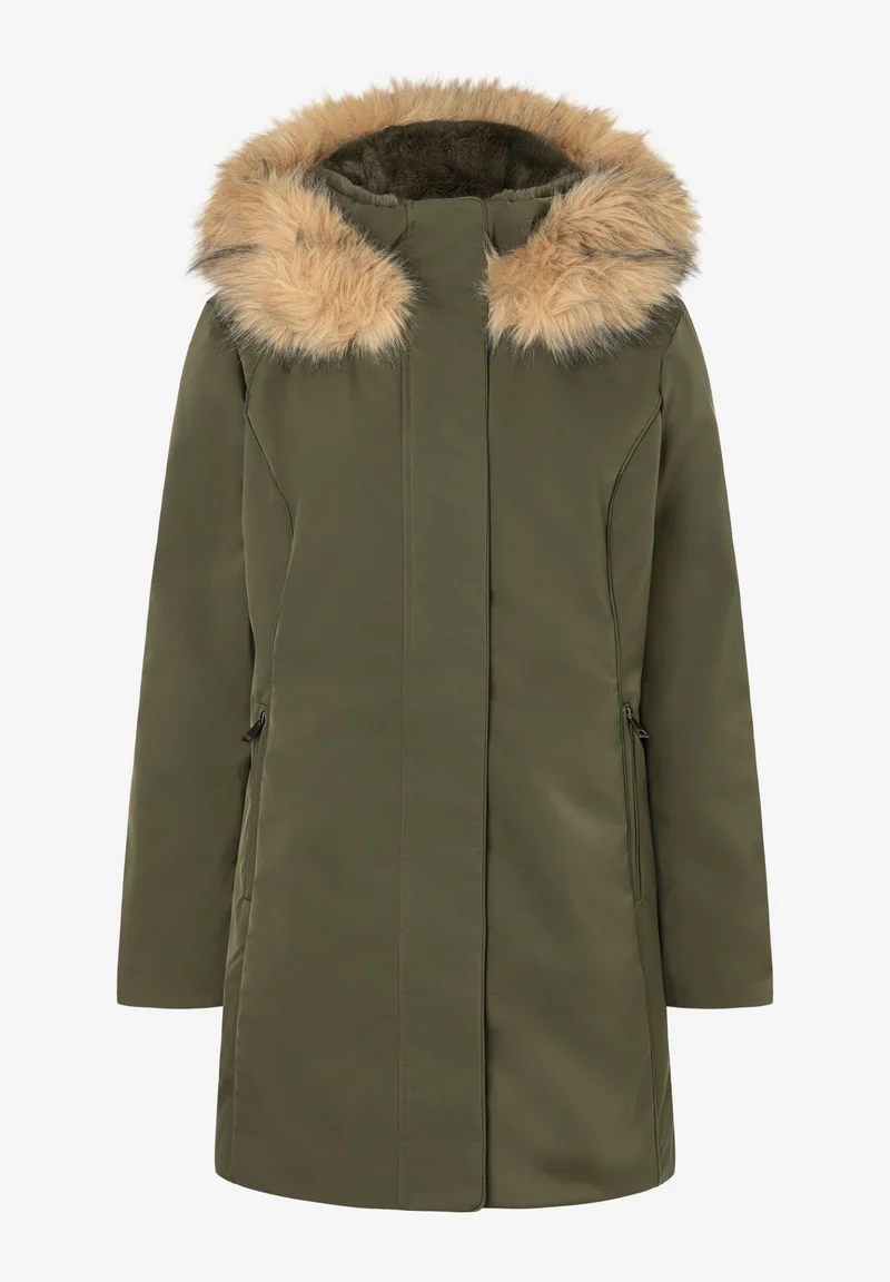 Padded Parka w Hood, dark olive
