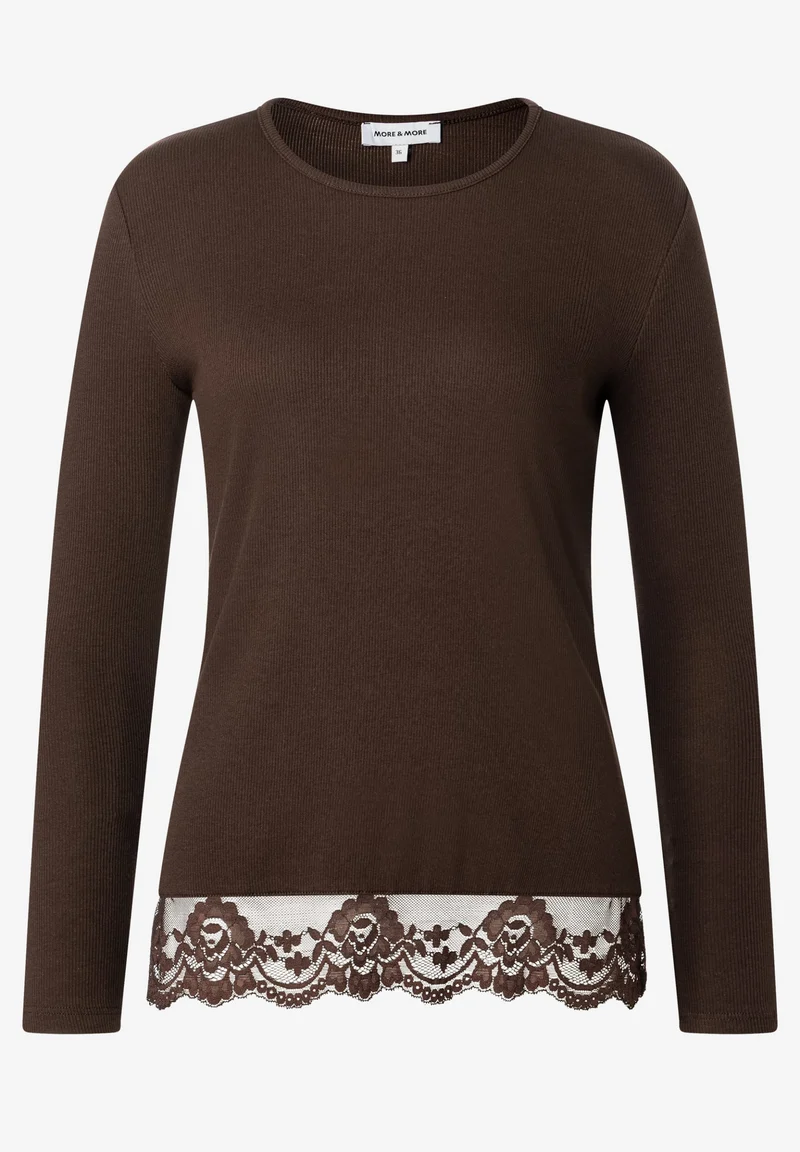 Longsleeve with Lace at Seam, espresso brown
