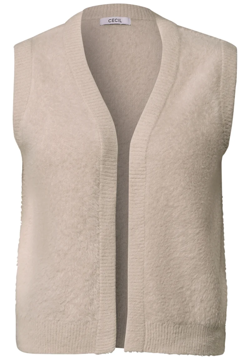 TOS open feather yarn vest, cashmere beige