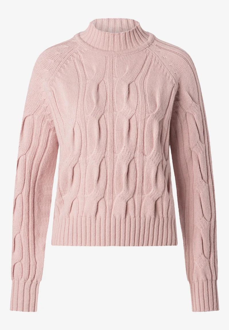 Cable Knit Pullover Turtle Neck, mellow rose
