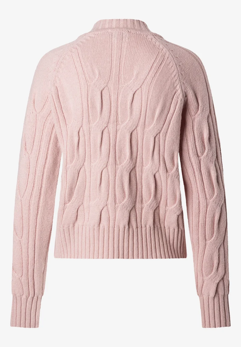 Cable Knit Pullover Turtle Neck, mellow rose