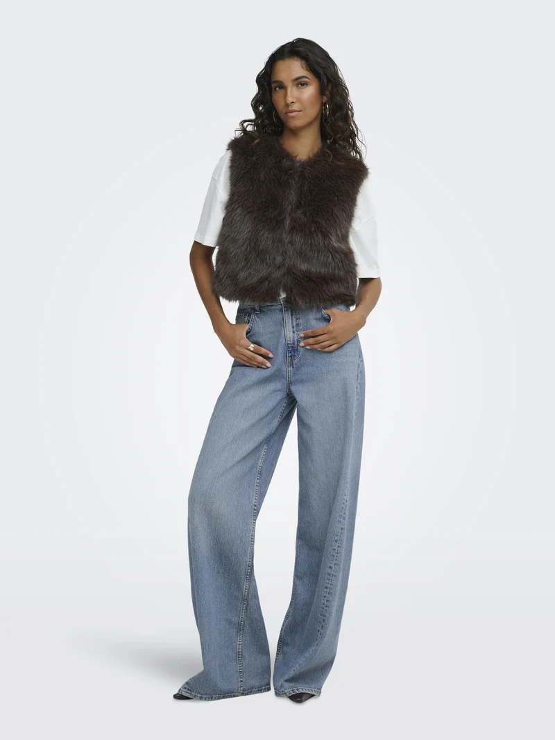 JDYORA FAUX FUR WAISTCOAT OTW QIQ N, Chocolate Torte