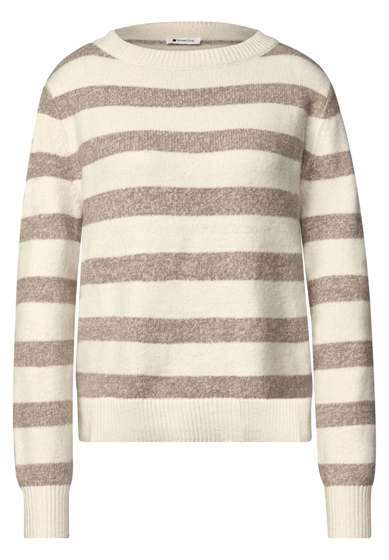 LTD QR_cosy striped sweater u-, pure beige
