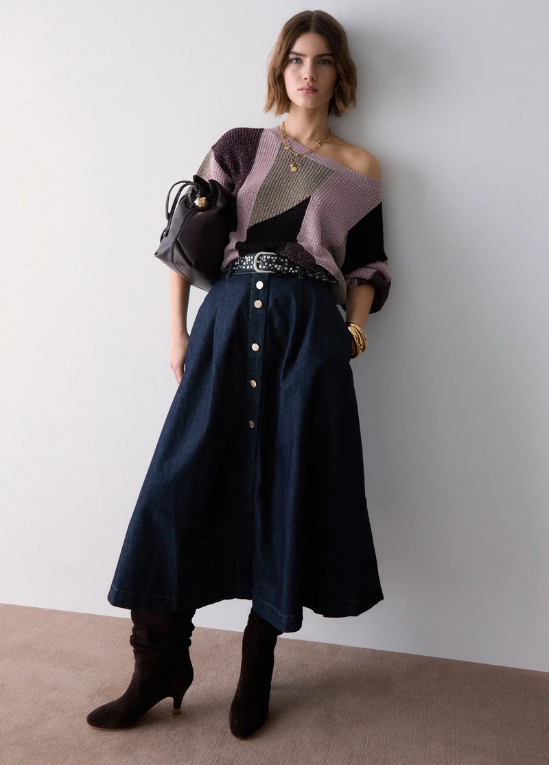 Long Denim Skirt