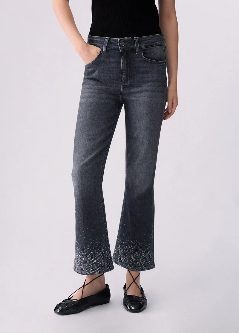Bootcut jeans with rhinestones