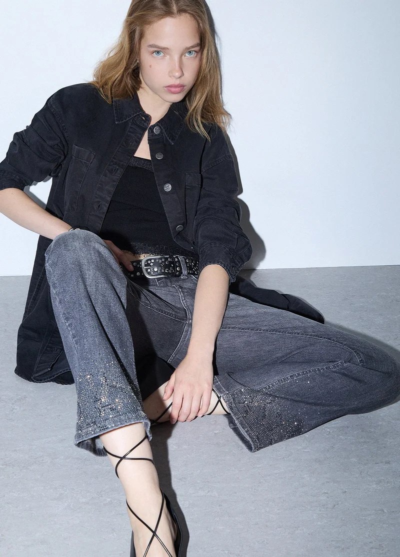 Bootcut jeans with rhinestones