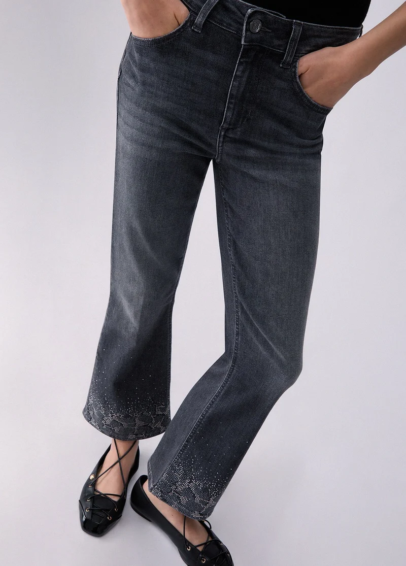 Bootcut jeans with rhinestones