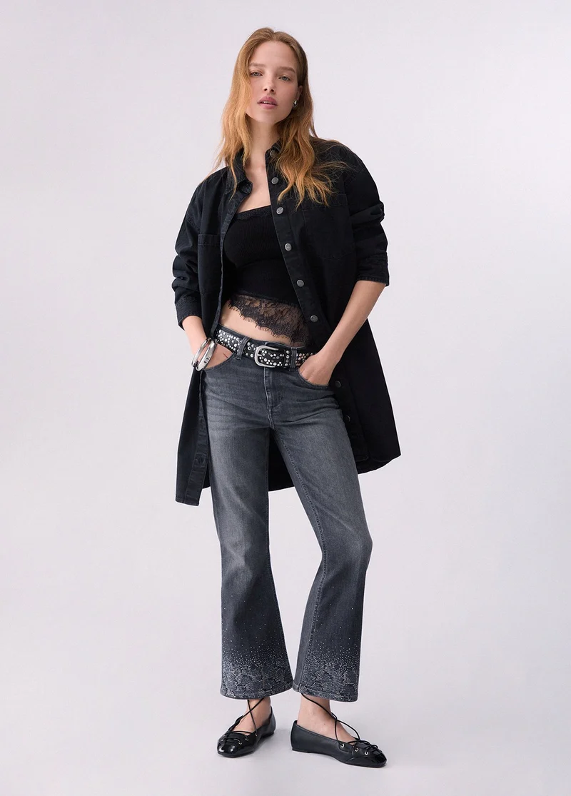 Bootcut jeans with rhinestones