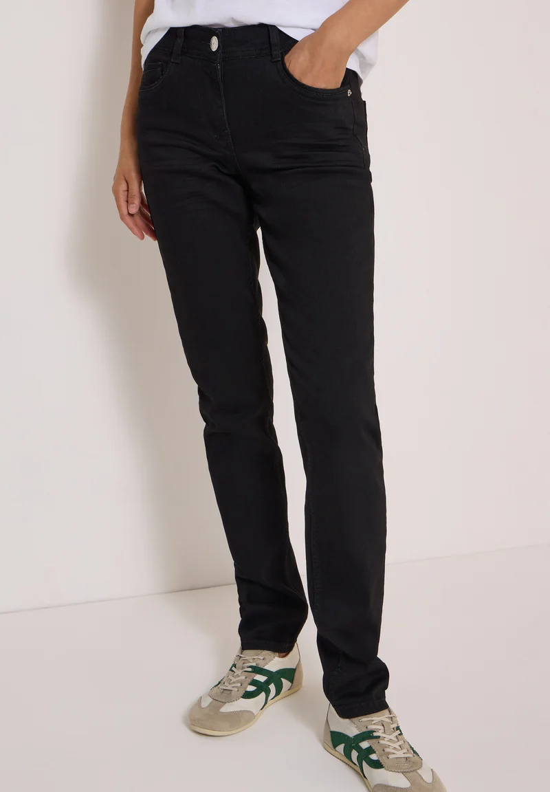 CECIL - Mid Waist Straight Leg Jeans im Casual Fit - Farbe: Black