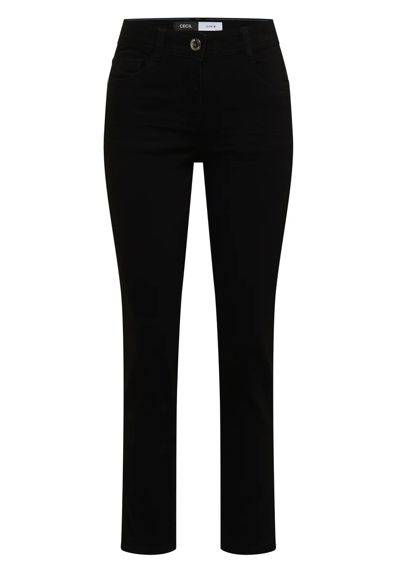 CECIL - Mid Waist Straight Leg Jeans im Casual Fit - Farbe: Black