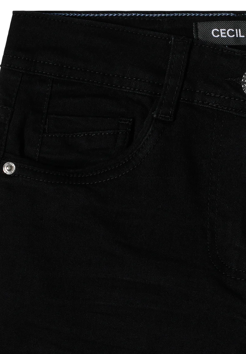 CECIL - Mid Waist Straight Leg Jeans im Casual Fit - Farbe: Black