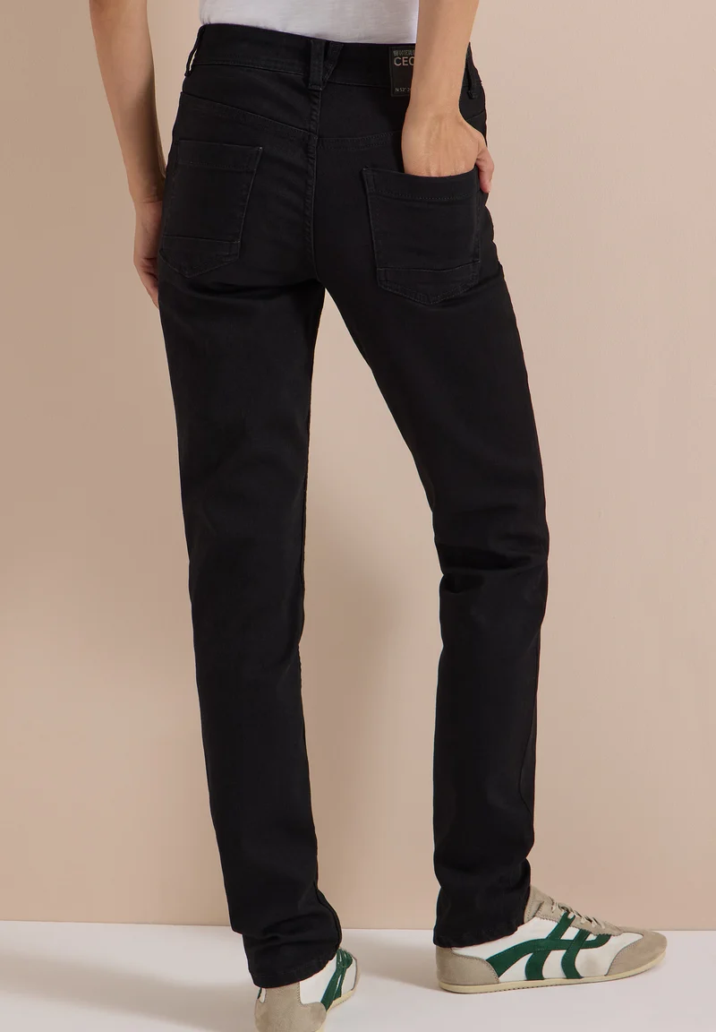 CECIL - Mid Waist Straight Leg Jeans im Casual Fit - Farbe: Black