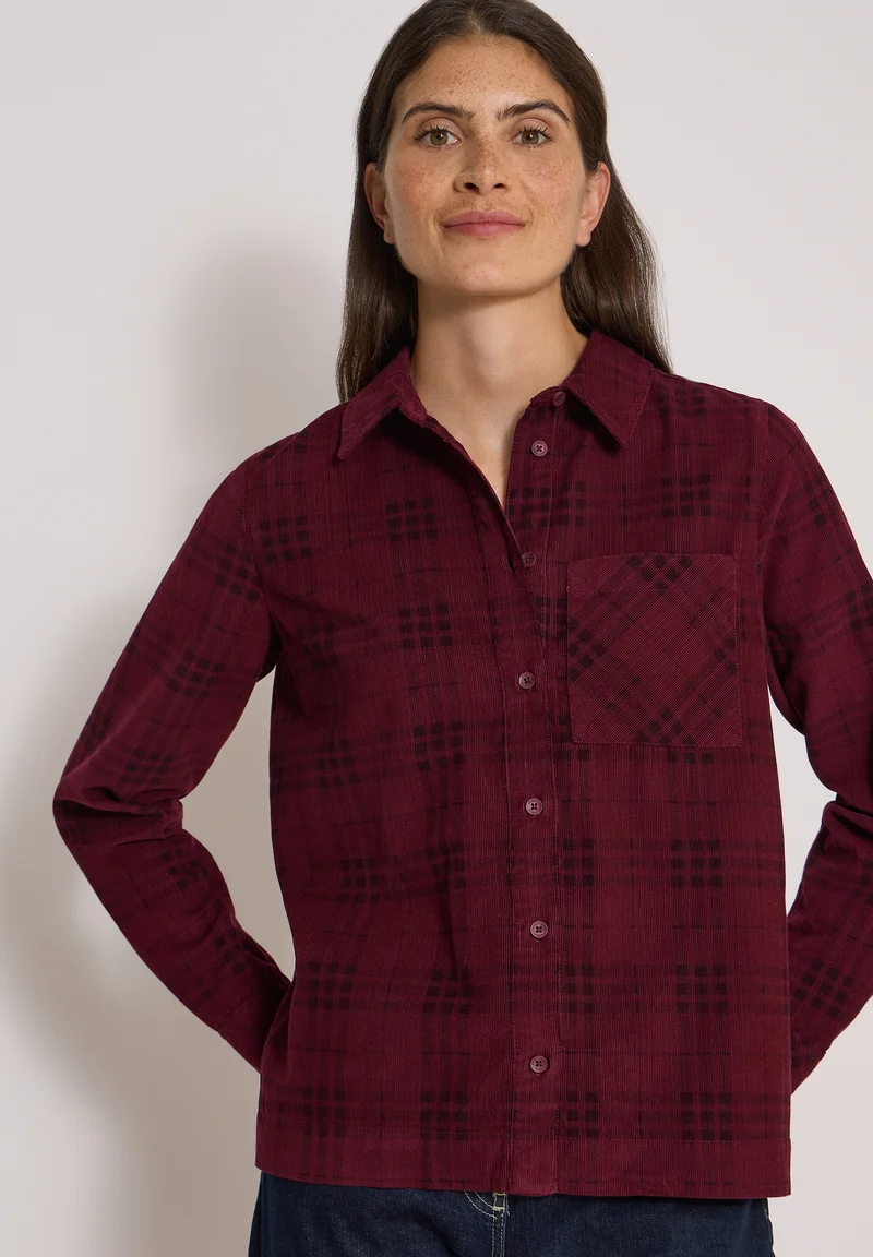CECIL - Langarm Hemdbluse mit Karomuster - Farbe: berry red