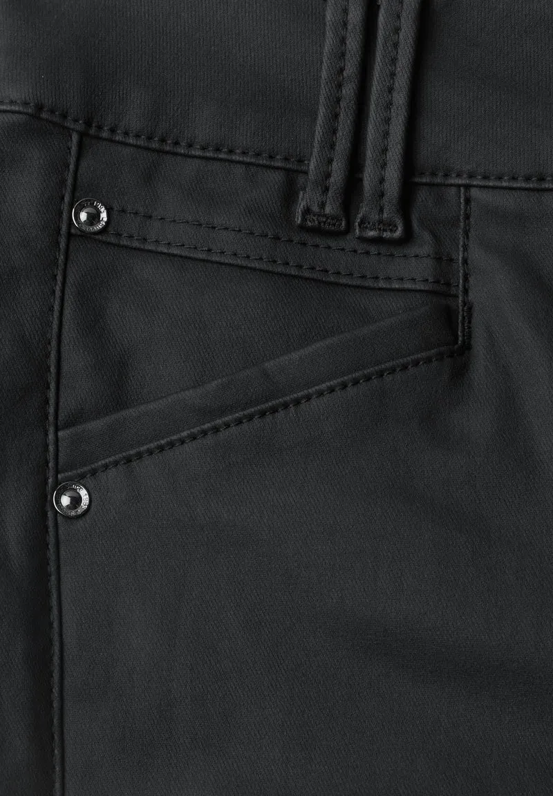 Street One - Mid Waist Hose im Slim Fit in Leder-Optik - Farbe: Black