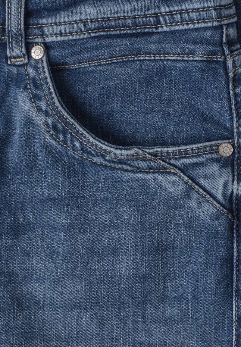 Street One - High Waist Wide Leg Jeans im Loose Fit - Farbe: Medium Blue Soft Washed