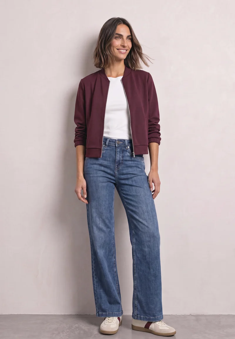 Street One - High Waist Wide Leg Jeans im Loose Fit - Farbe: Medium Blue Soft Washed
