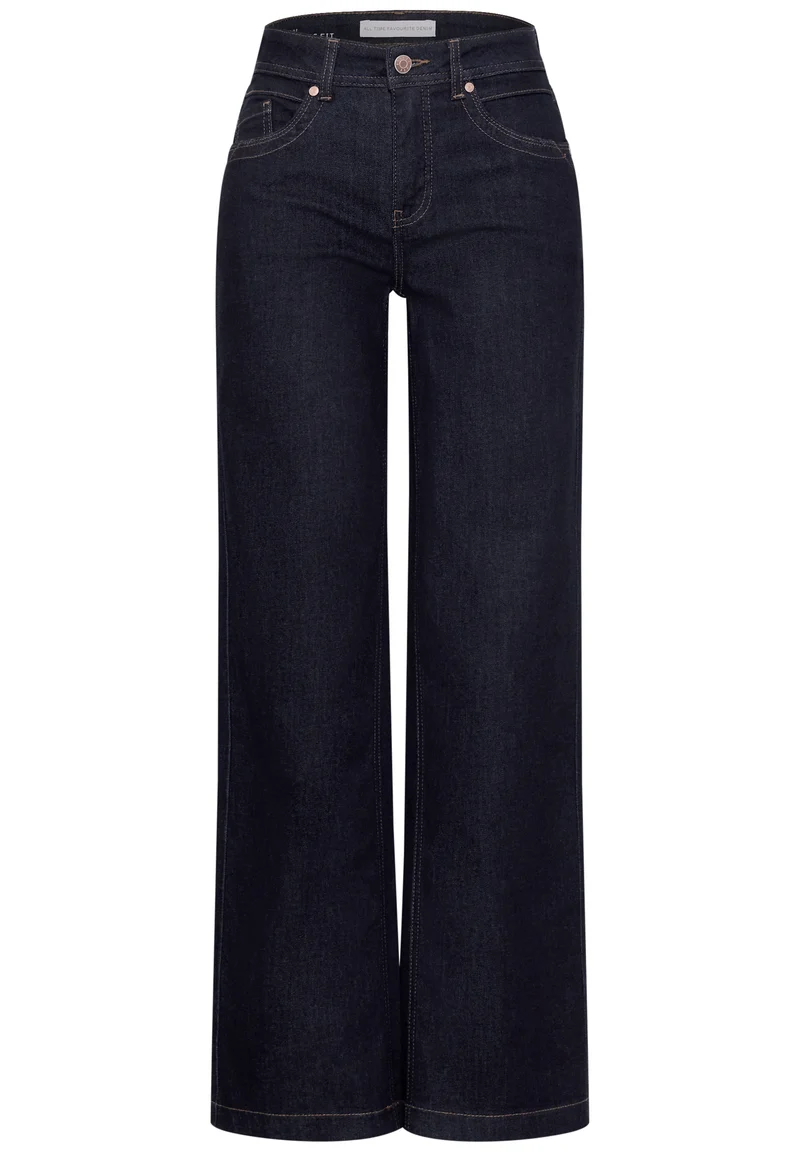 Street One - High Waist Wide Leg Jeans im Loose Fit - Farbe: Rinse Soft Washed