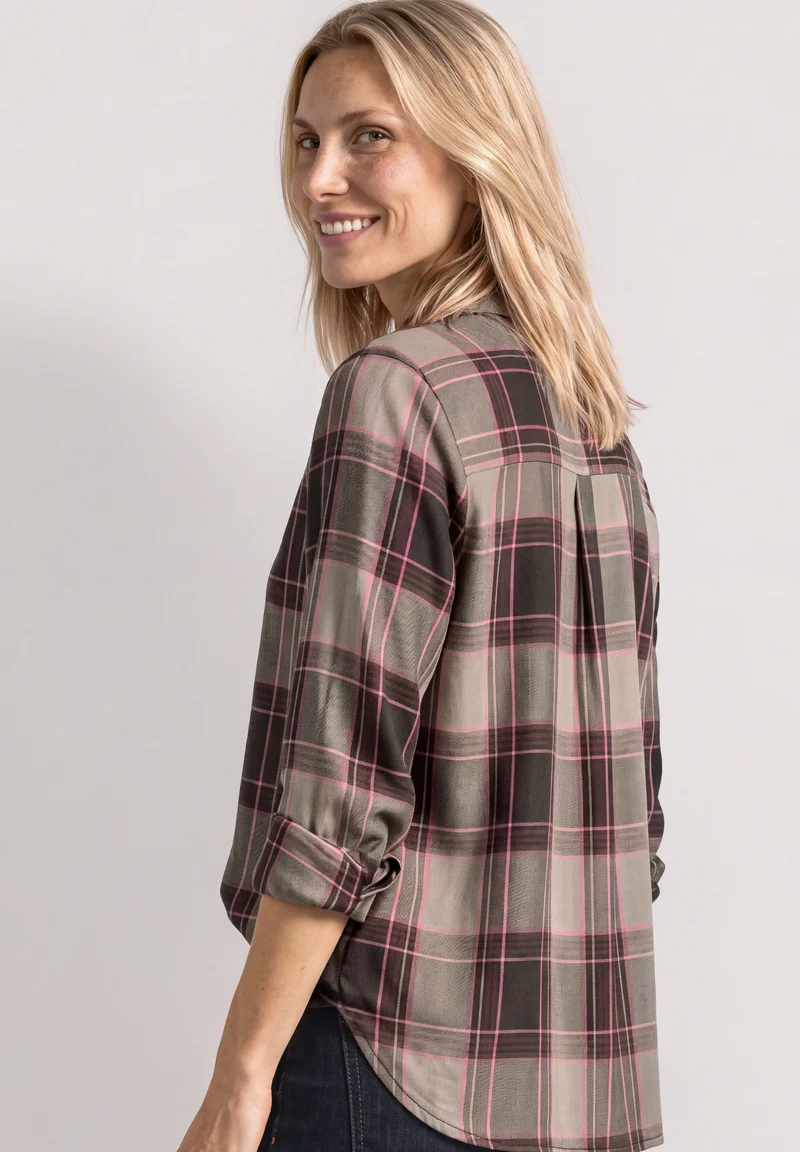 Street One - Langarm Hemdbluse mit Karomuster - Farbe: sanded amber