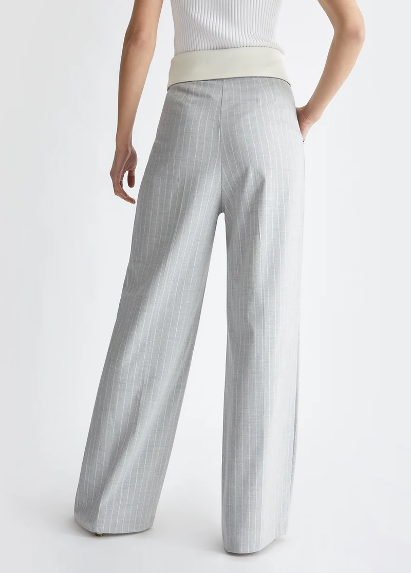 Wide-Leg Pinstripe Trousers