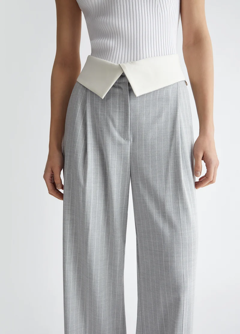 Wide-Leg Pinstripe Trousers