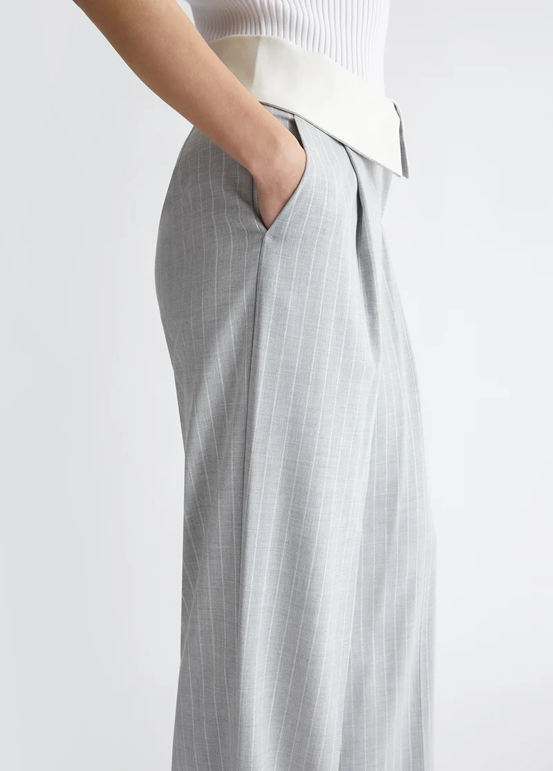 Wide-Leg Pinstripe Trousers