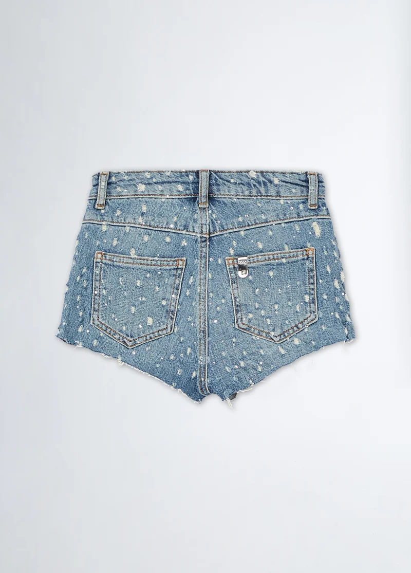 Denim Shorts with Gemstones