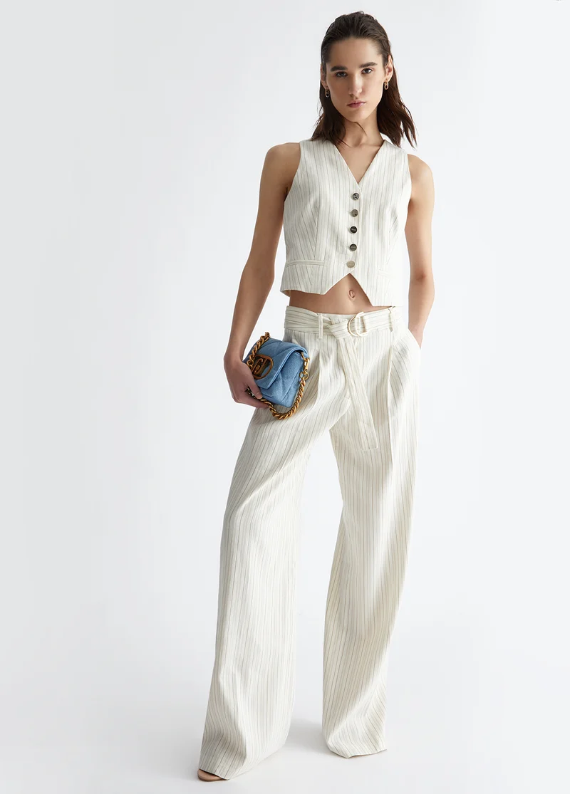 Linen Pinstripe Trousers