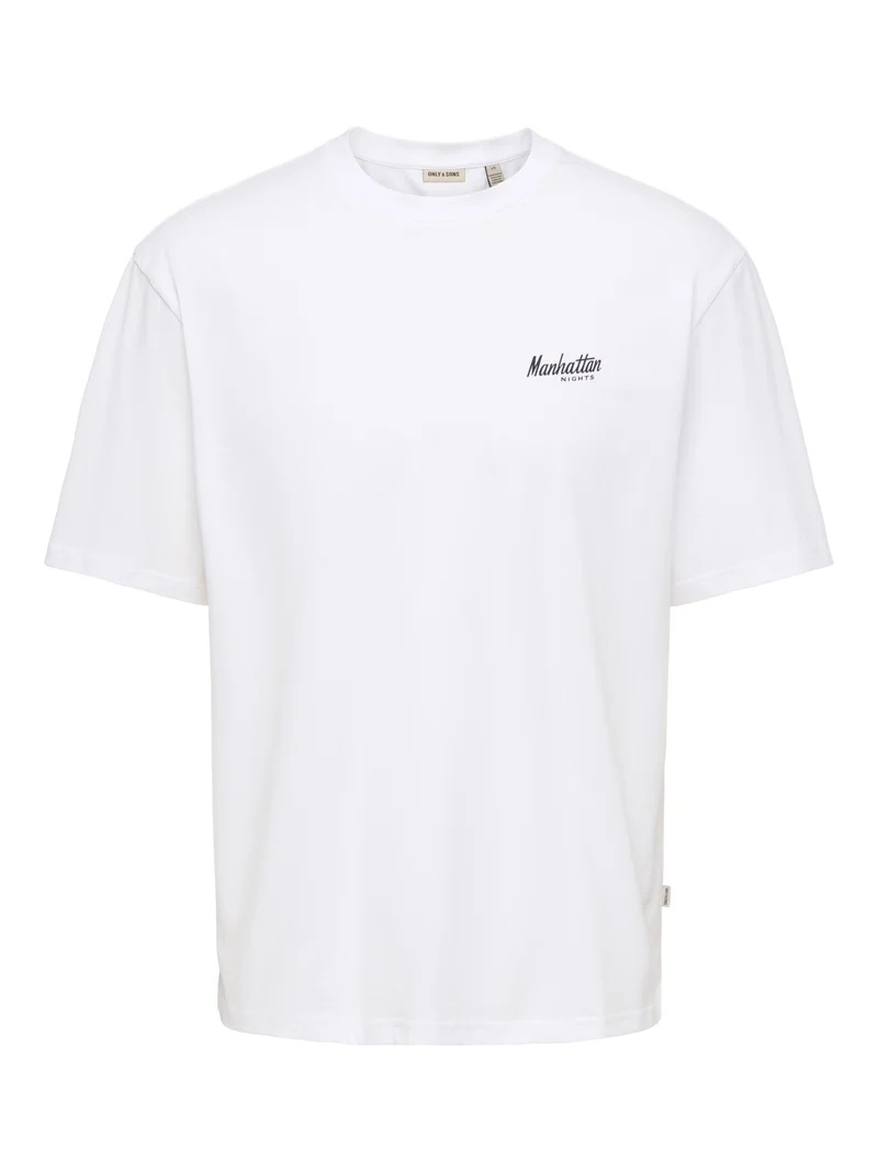 ONSFRED DRINKS LIFE RLX SS TEE, Bright White/MANHATTAN