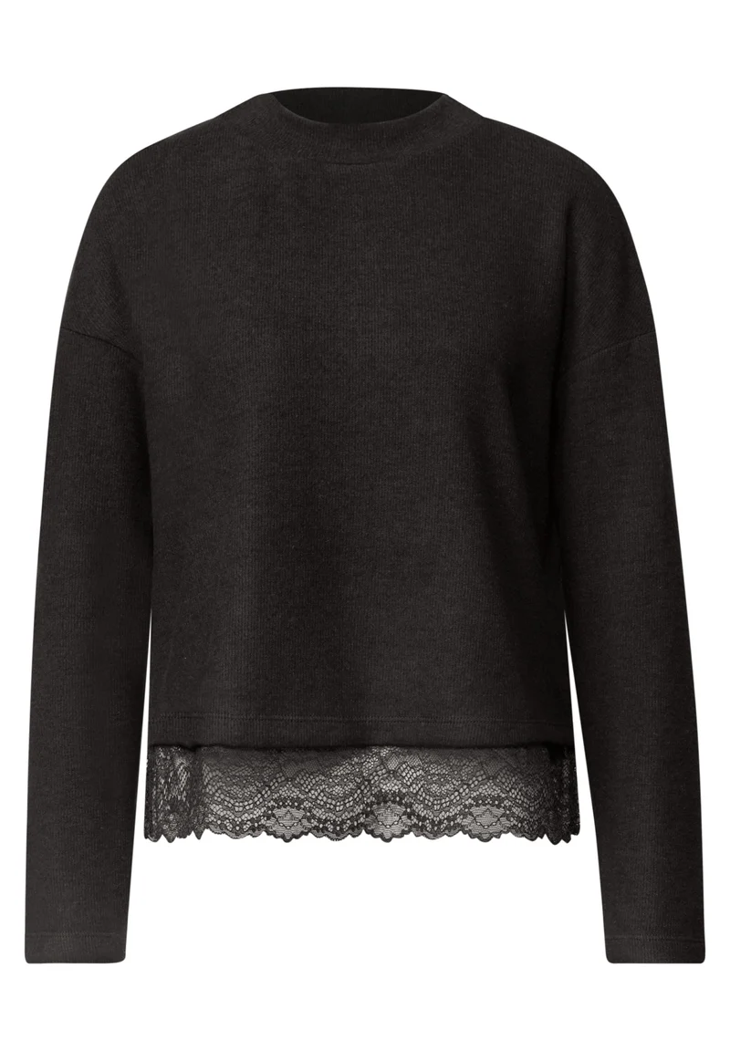 LTD QR soft melange look shirt, black coffee mel.