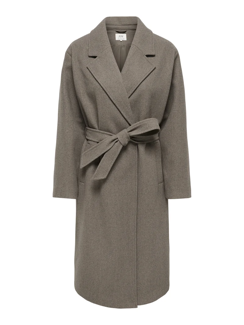 JDYVEGA LONG BELT COAT OTW HAB, Walnut/BLACK MELANGE