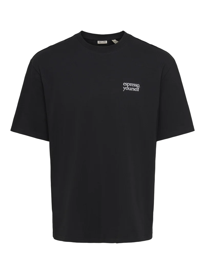 ONSFRED DRINKS LIFE RLX SS TEE, Black/ESPRESSO YOURSELF