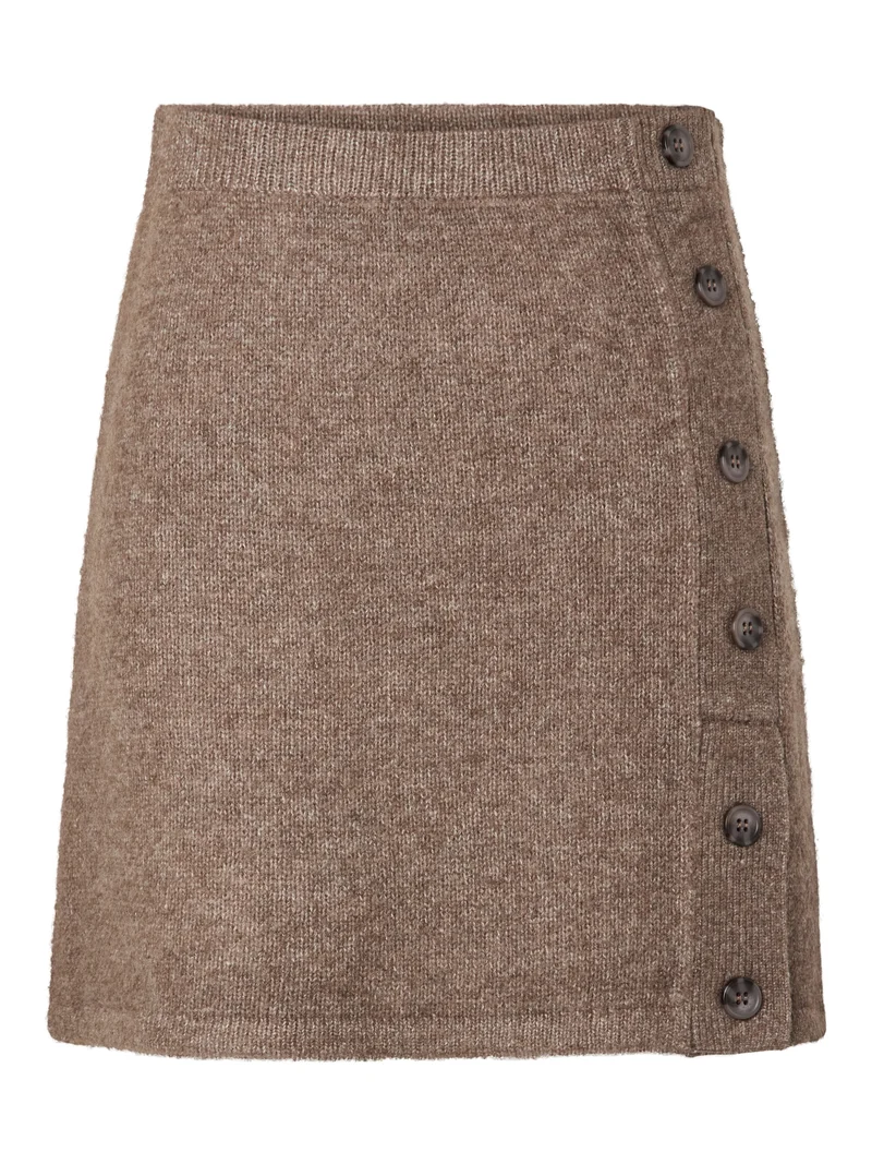 PCAICO HW BUTTON KNIT SKIRT BC, Coffee Quartz/Melange