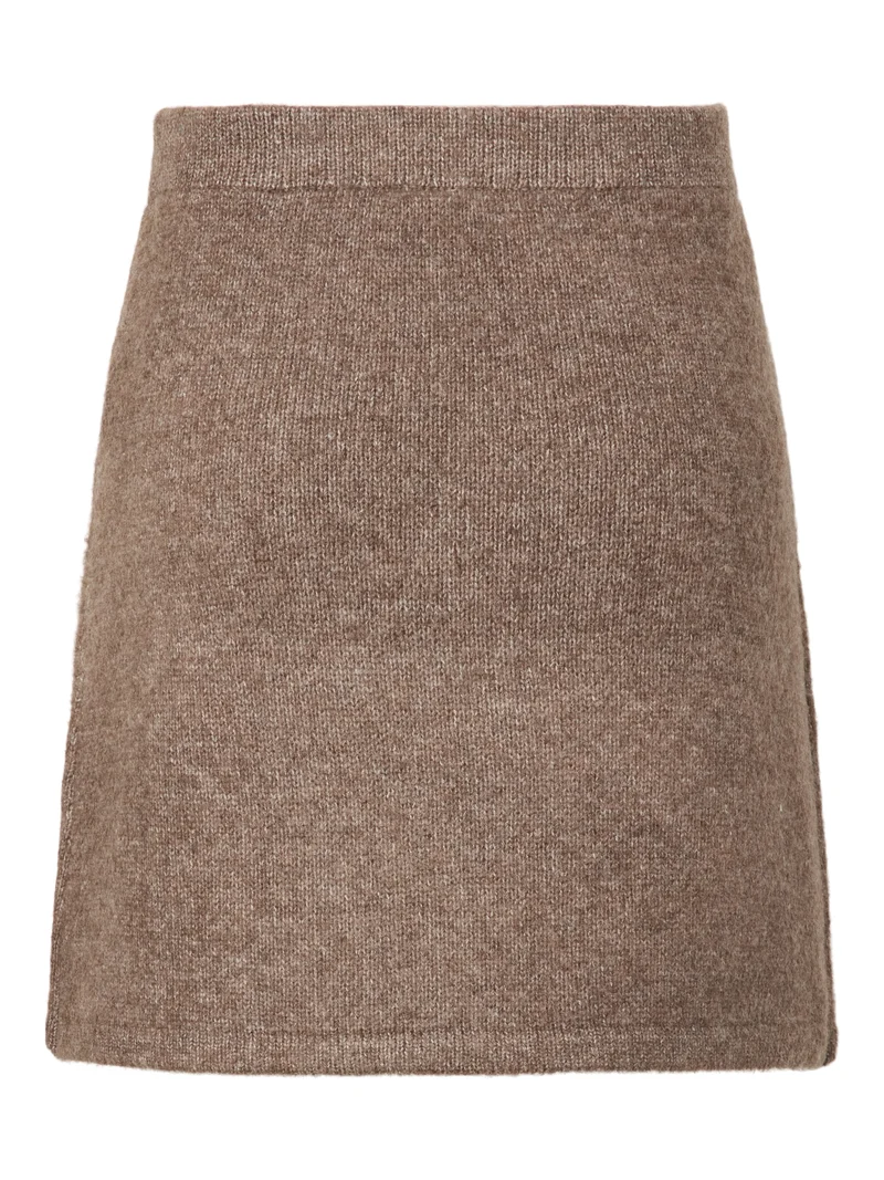 PCAICO HW BUTTON KNIT SKIRT BC, Coffee Quartz/Melange