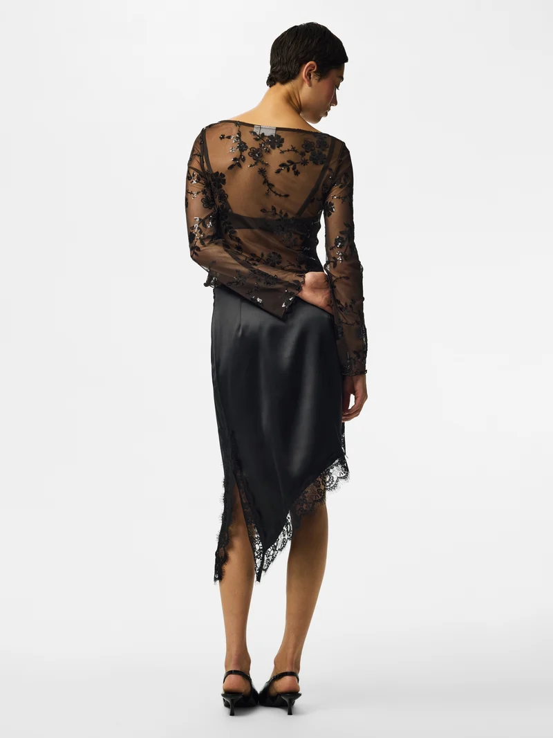 PCEVITA LS TOP JRS BC, Wren/Black sequins