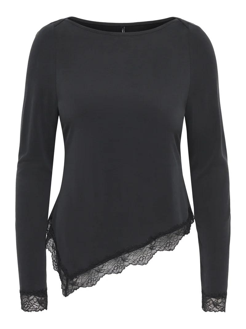 ONLFREE L/S LACE TOP JRS, Black/Black lace