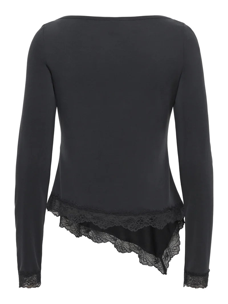 ONLFREE L/S LACE TOP JRS, Black/Black lace