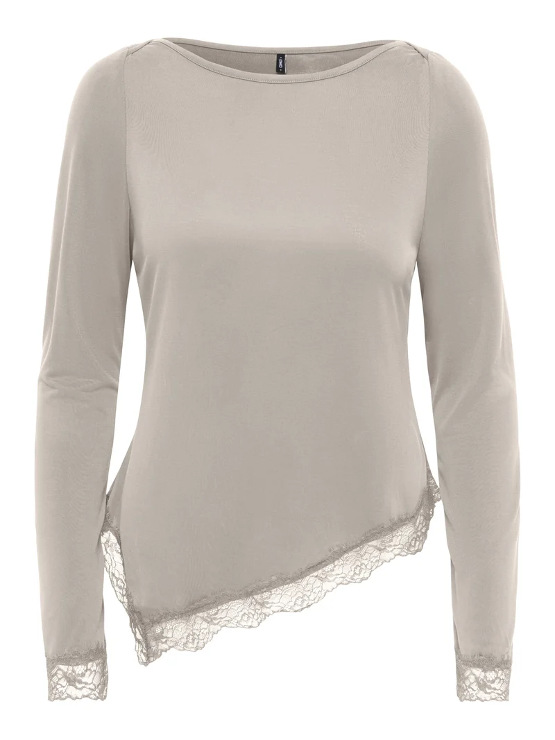 ONLFREE L/S LACE TOP JRS, Pumice Stone/Tonal lace