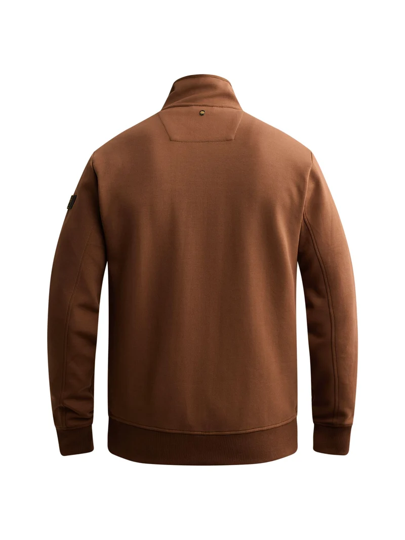 Zip jacket interlock sweat, Cappuccino