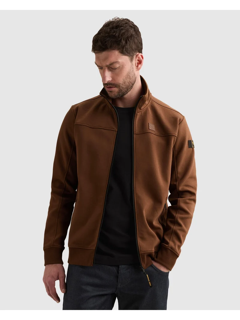 Zip jacket interlock sweat, Cappuccino