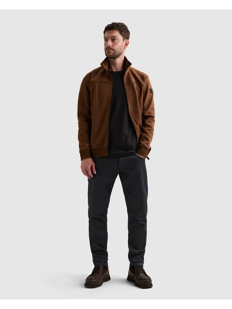 Zip jacket interlock sweat, Cappuccino