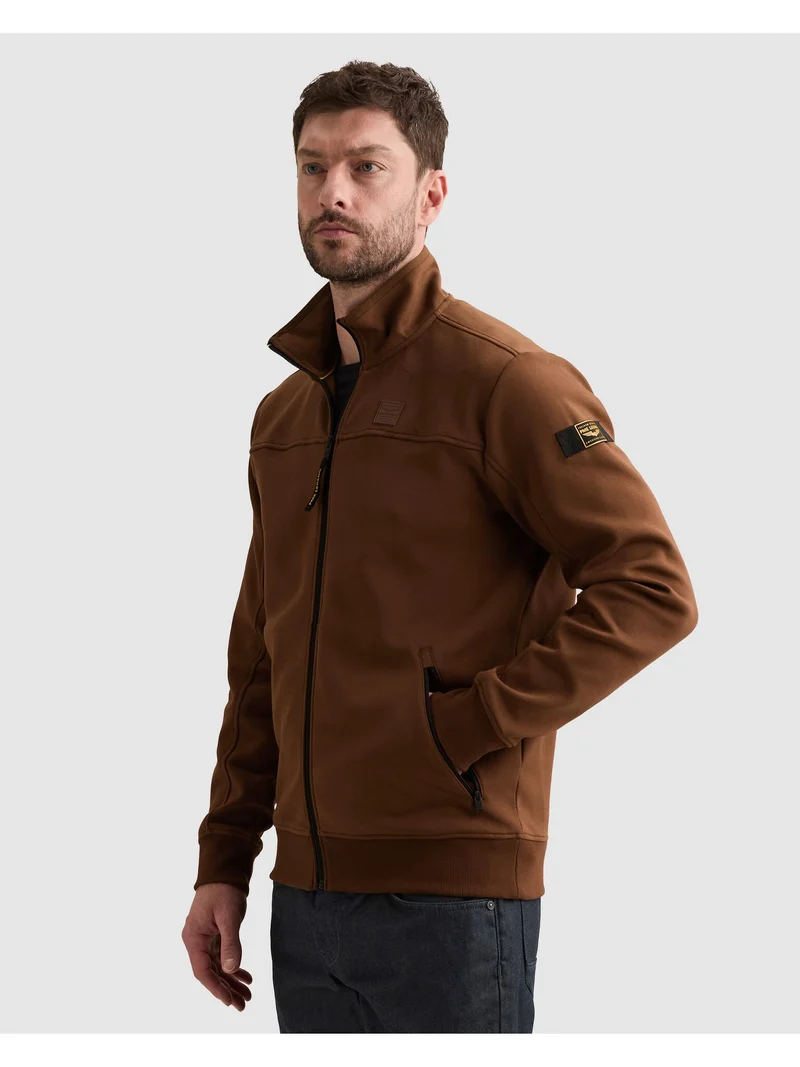 Zip jacket interlock sweat, Cappuccino
