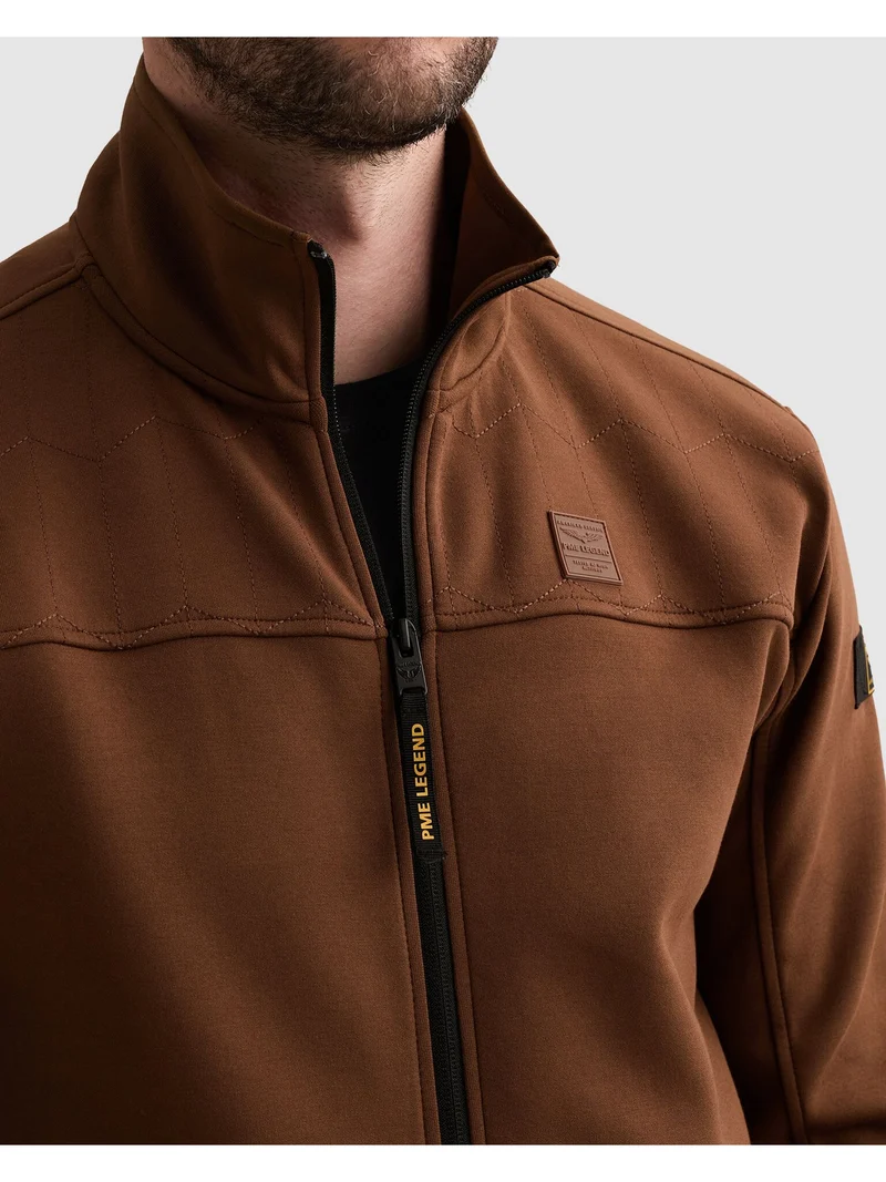 Zip jacket interlock sweat, Cappuccino